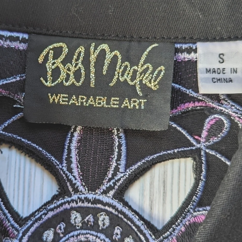 Bob Mackie Vintage Embroidered Cut Out Jacket in Black Pink and White Size Small - Picture 4 of 13